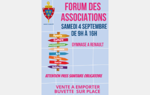 Forum des associations : Samedi 4 septembre 2021